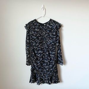 Veronica Beard Parc Dress in Black Print with Gold Lurex